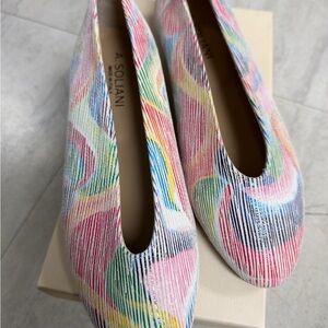 A. Soliani Multicolor Suede Flats Size 39 Italian Designer Ballet Shoes